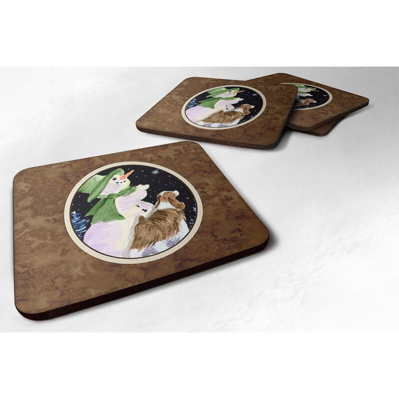Caroline's Treasures SS8949FC Snowman with English Springer Spaniel Foam Coasters Set of 4 (Set of 4), 3.5 H x 3.5 W, Multicolor image number 0