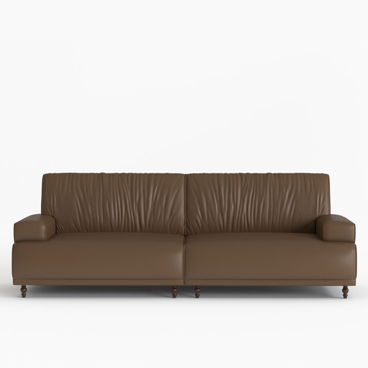 Leather Sofa for Living Room & Bedroom 75.3" Brown