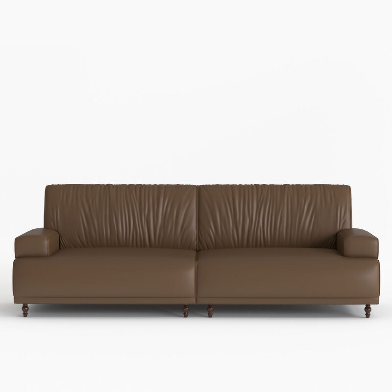 Leather Sofa for Living Room & Bedroom 75.3" Brown