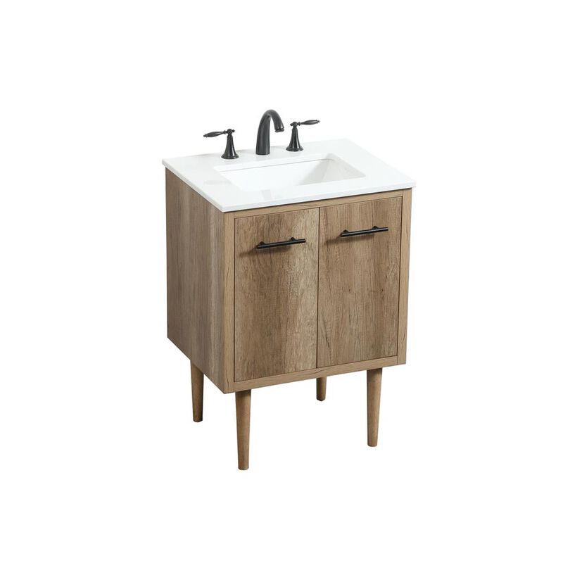 Elegant Kitchen and Bath 24 inch Single bathroom vanity in natural oak