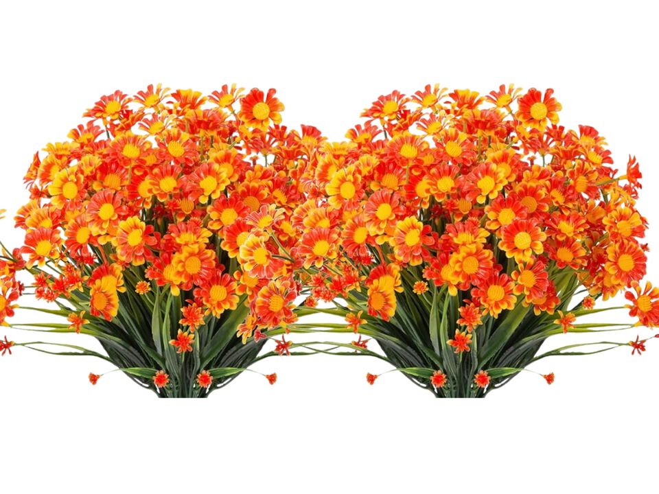 20 Bundle Orange Artificial Outdoor Plants UV Resistant Home Decor