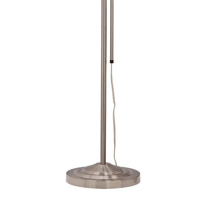 Metal Rectangular Floor Lamp with Adjustable Pole, White-Benzara
