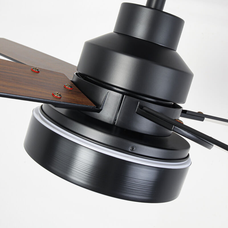 52 in. Smart Integrated LED Matte Black Ceiling Fan with APP Control and Remote