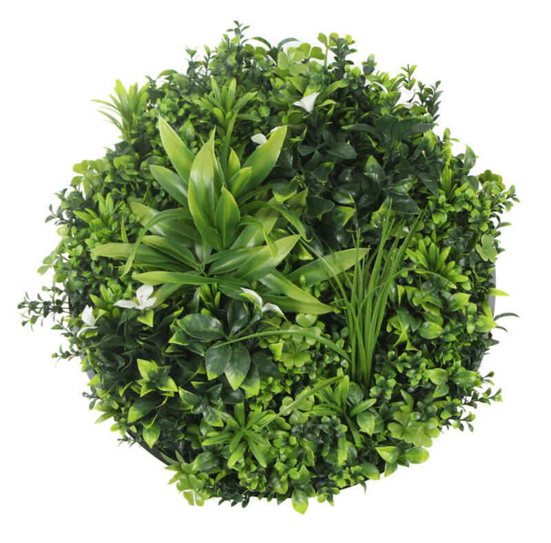 Luxury Artificial Green Wall Plant Wall Circle 30" Black Frame UV Resistant
