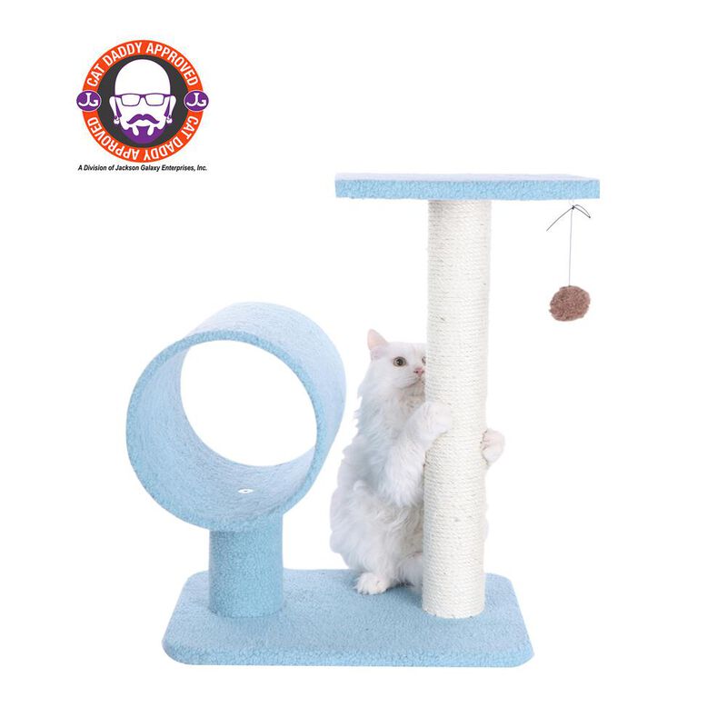 Armarkat Sky Blue 25 Real Wood Cat Tree With Scratcher And Tunnel For Privacy And Hiding