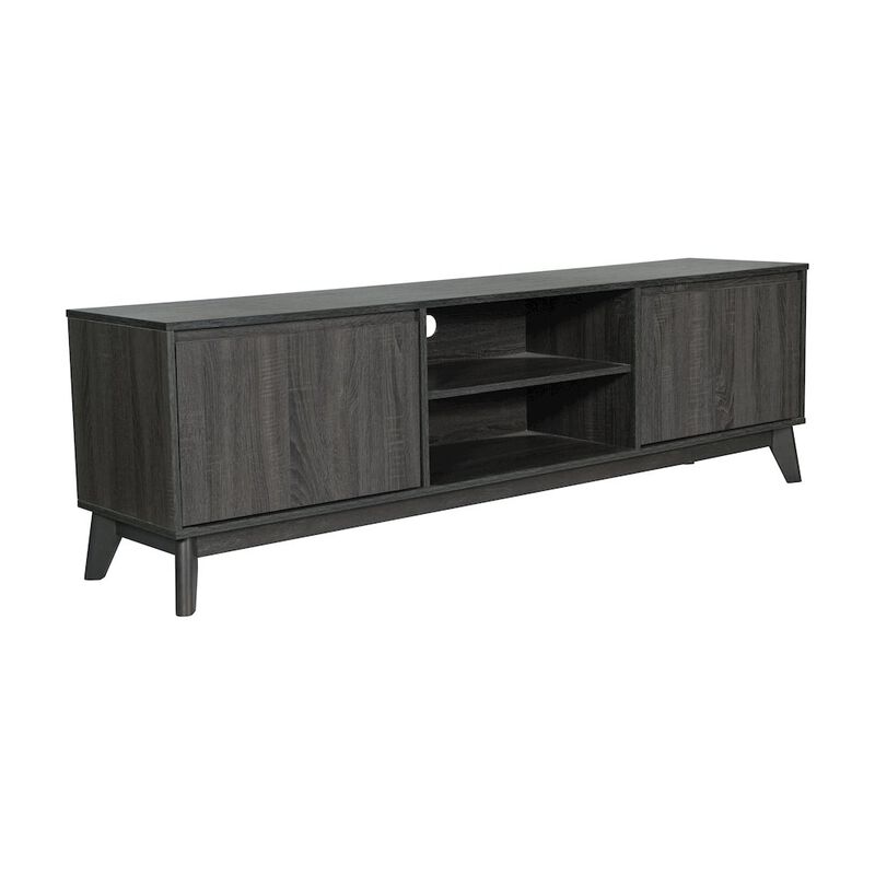 Flash Furniture Mid-Century modern 70 Inch media console holds TV's 65+ inches, Black Wash image number 0
