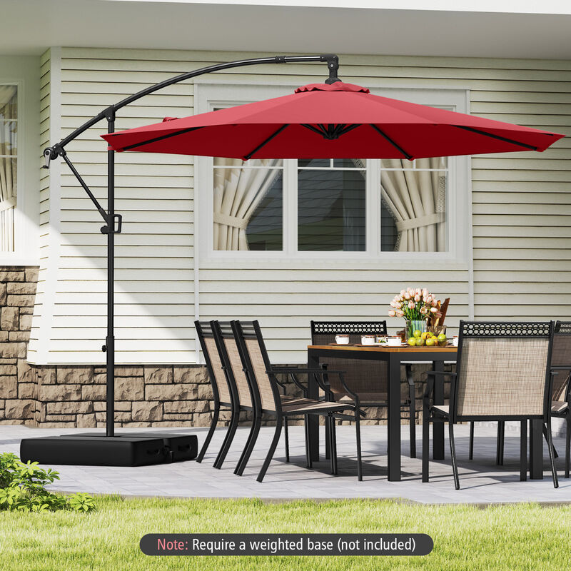 Offset Hanging Patio Umbrella with Base – Infinite Tilt Cantilever Design