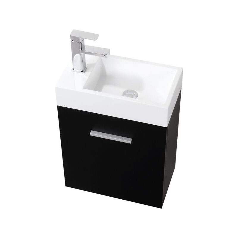 Kubebath Bliss 18 Black Wall Mount Modern Bathroom Vanity