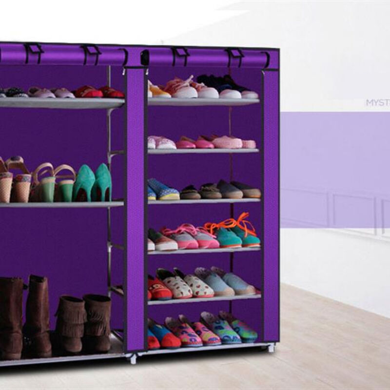 Double Row Shoe Cabinet with 9 Lattices for Organized Footwear Storage