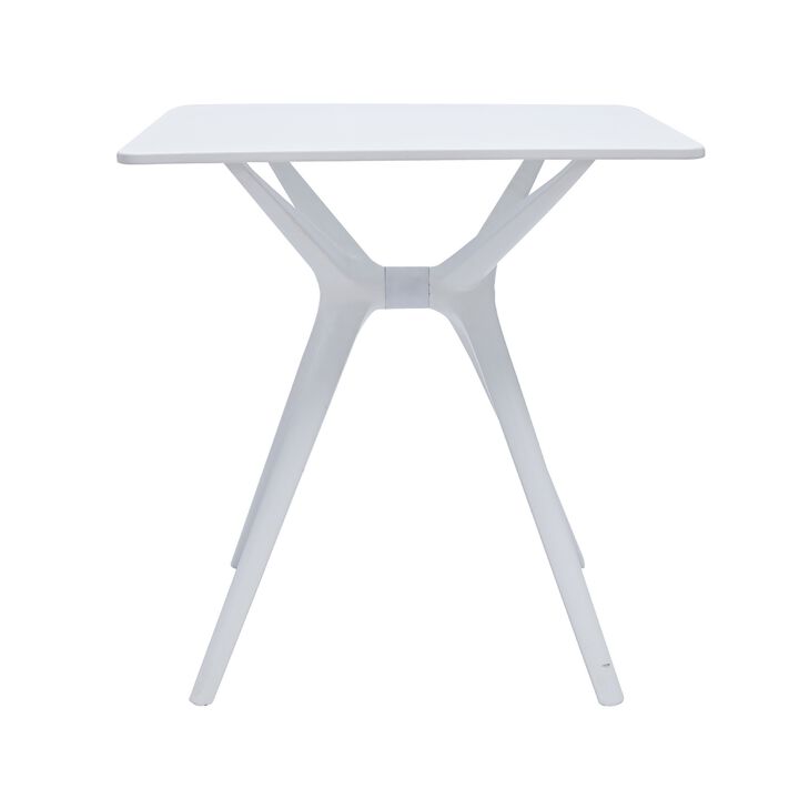 Filia 29 Inch Outdoor Dining Table, Rectangular Top, Tapered Legs, White