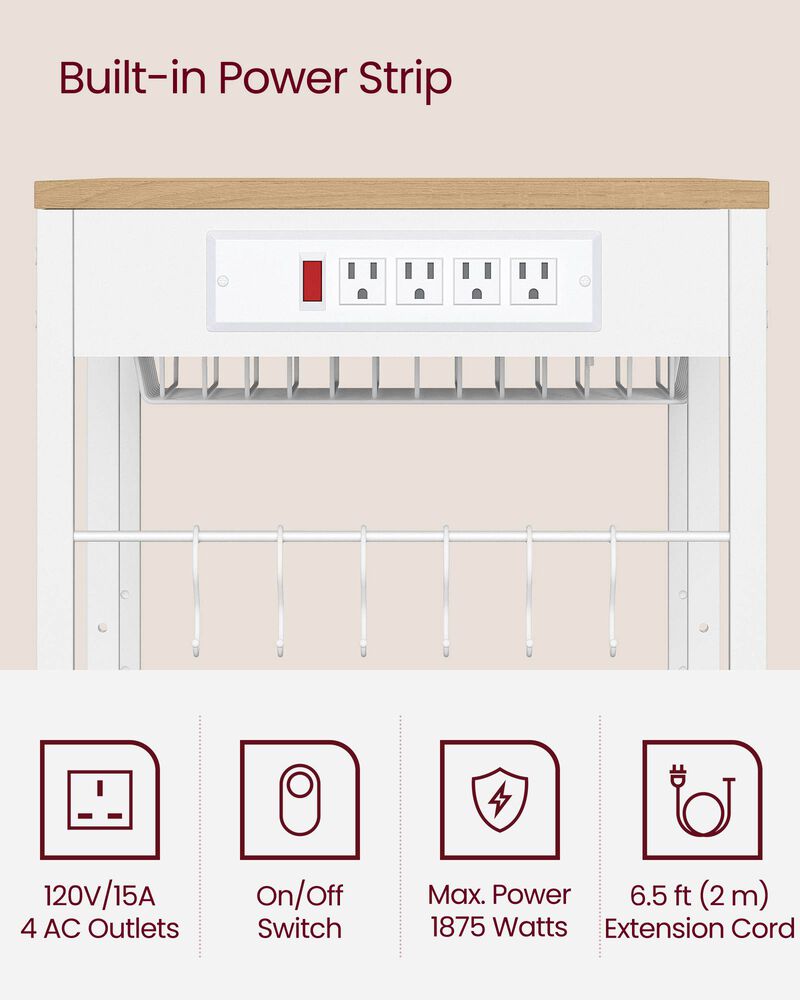 Bakers Rack with Charging Station and Power Outlet Shelf image number 4