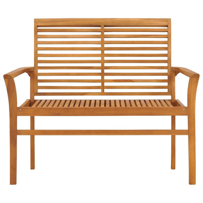 vidaXL Patio Bench in Solid Teak Wood with Comfortable Green Cushion, 44.1 Inches Wide - Perfect for Garden, Patio, and Outdoor Spaces