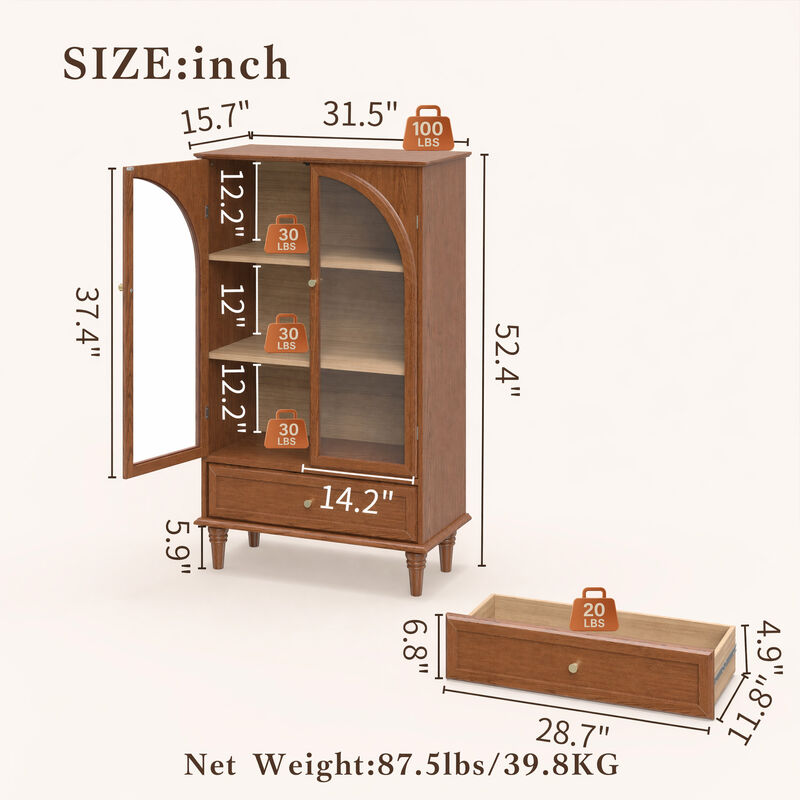 Swulu Arched Glass Accent Cabinet image number 4