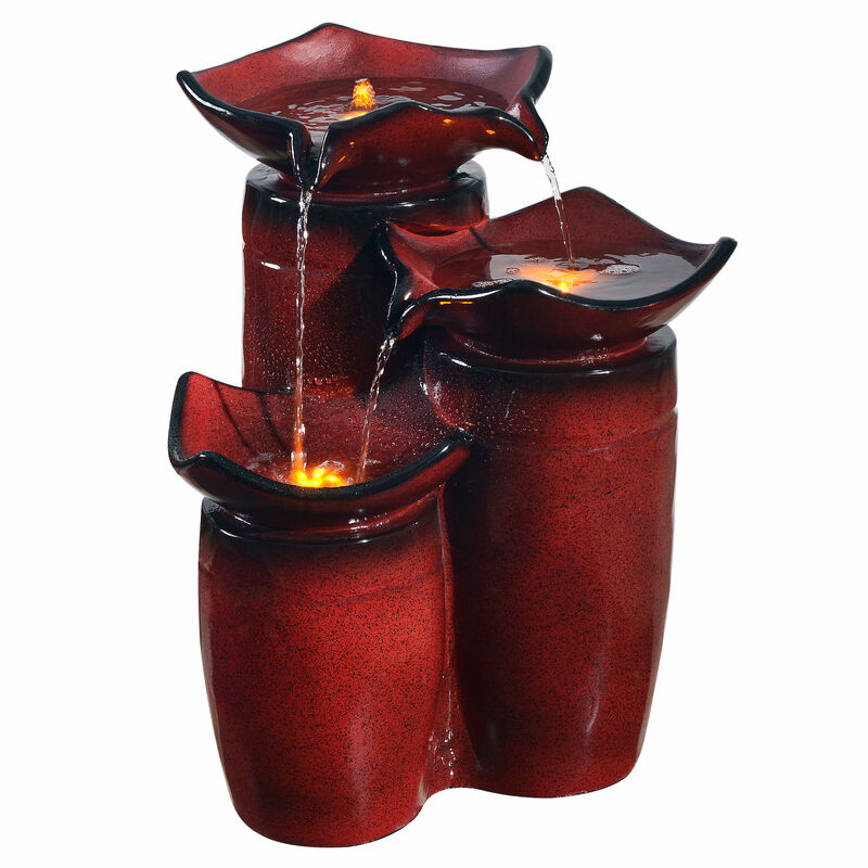 3-Tier Water Fountain with LED Lights, Red image number 0
