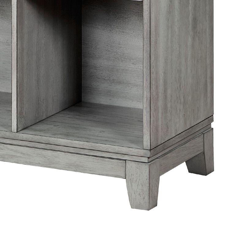 Thiem Cubby Bookcase, 6 Cube Style Shelves, Rustic Gray Veneer 40 Inch - Benzara