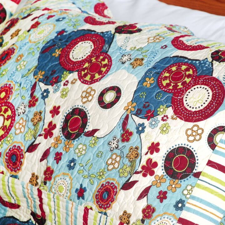 Cotton 3-Piece Floral Vermicelli Quilted Bedding Set for Bedroom