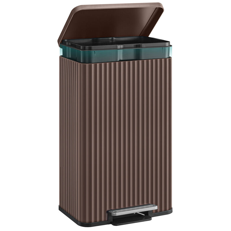 50 Liter Stainless Steel Trash Can with Lid Removable Inner Bucket image number 0