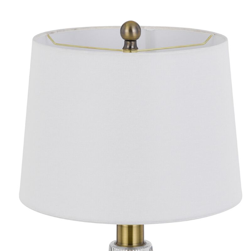 Table Lamp Set of 2, Fluted Glass Base, Antique Brass, Off White Shade image number 5