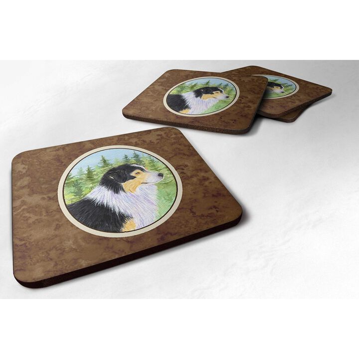 Caroline's Treasures SS8316FC Australian Shepherd Foam Coasters (Set of 4), 3.5 H x 3.5 W, Multicolor
