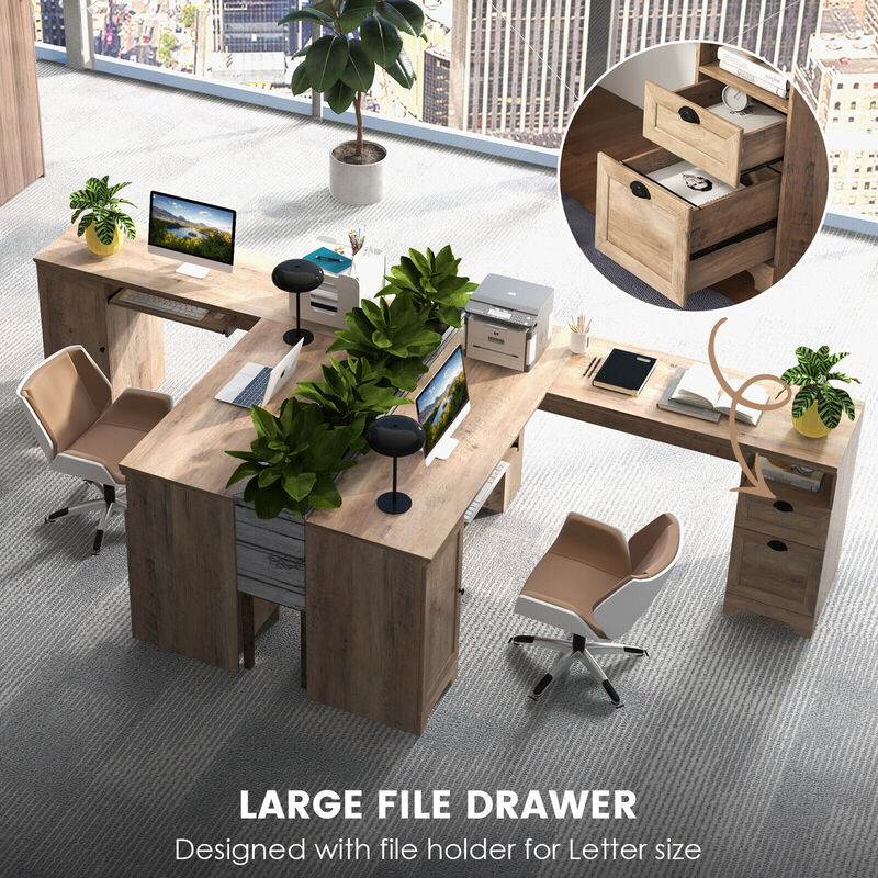 66 Inch L-Shaped Computer Desk-Oak image number 8