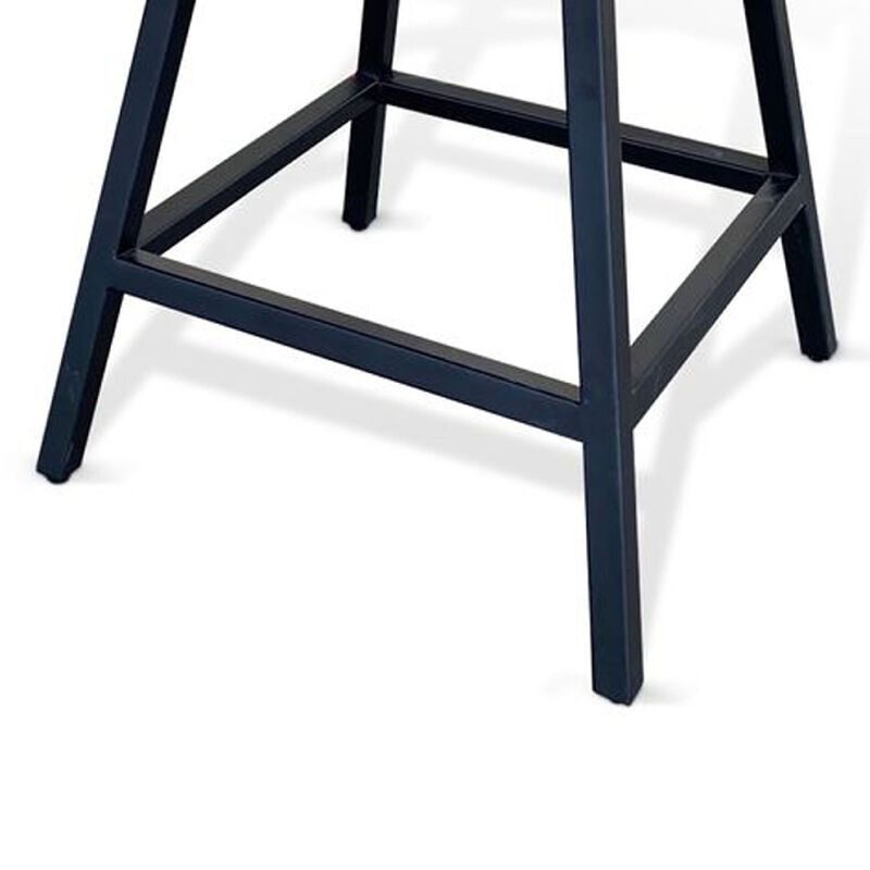 24 Inch Counter Height Swivel Barstool, Mahogany Wood Seat, Black Base image number 3