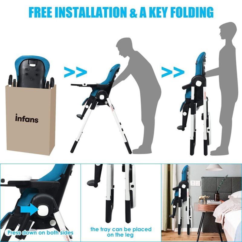 Hivvago 4-in-1 High Chair Booster Seat with Adjustable Height and Recline