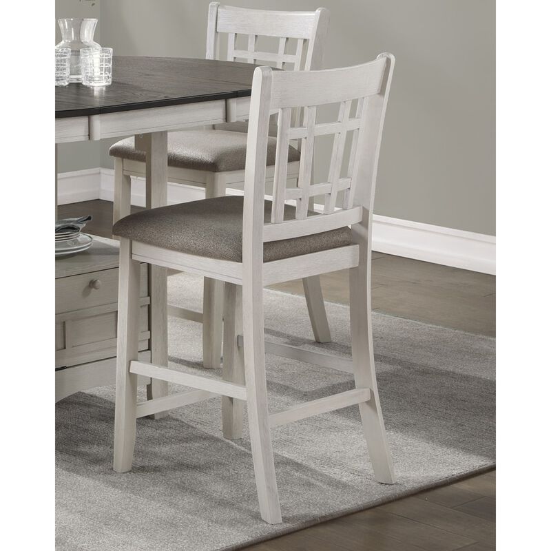 Streamdale Antique White Wood Counter Height Chair Set 2 Piece image number 3