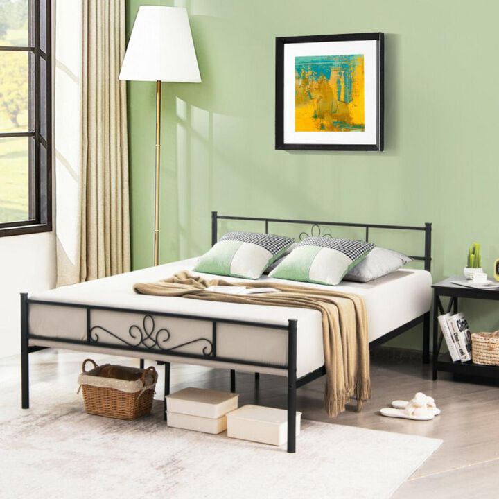 Hivvago Queen Size Metal Bed Frame with Headboard and Footboard