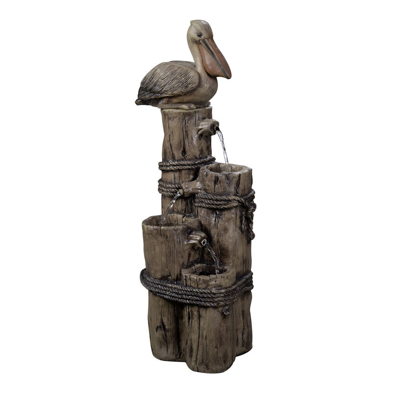 4-Tier Pelican and Post Outdoor Water Fountain, Brown image number 8