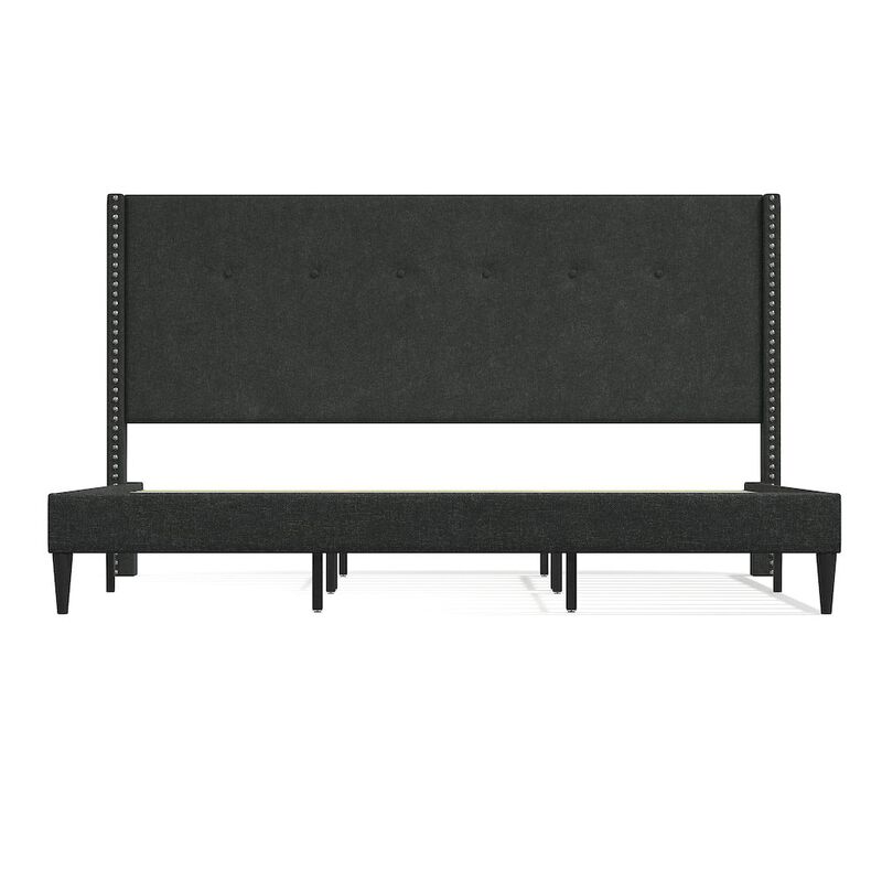 Rize Home Upholstered Complete Bed King Gray image number 4