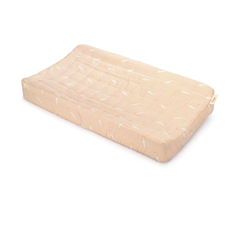 Clementine Carrot Stripe Cotton Quilted Change Pad Cover image number 0
