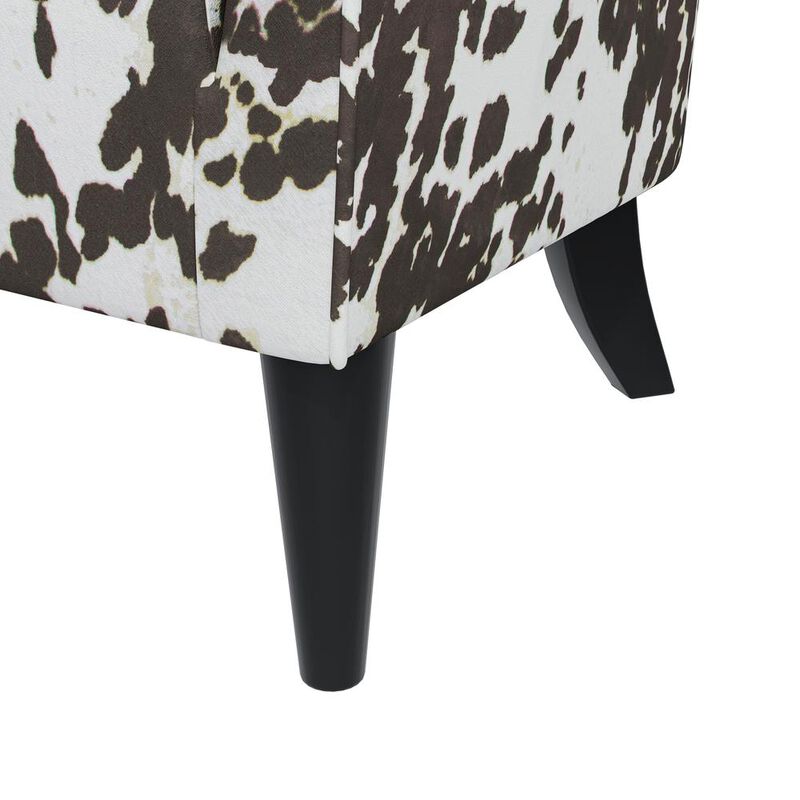 HL Home Furnishings Shelter High Back Wingback Chair in Velvet Brown Cow Print