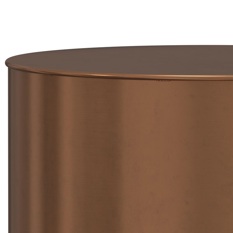Curtis Industrial 16 inch Wide Metal Metal Cylinder Accent Table in Ombre Black / Copper, Fully Assembled