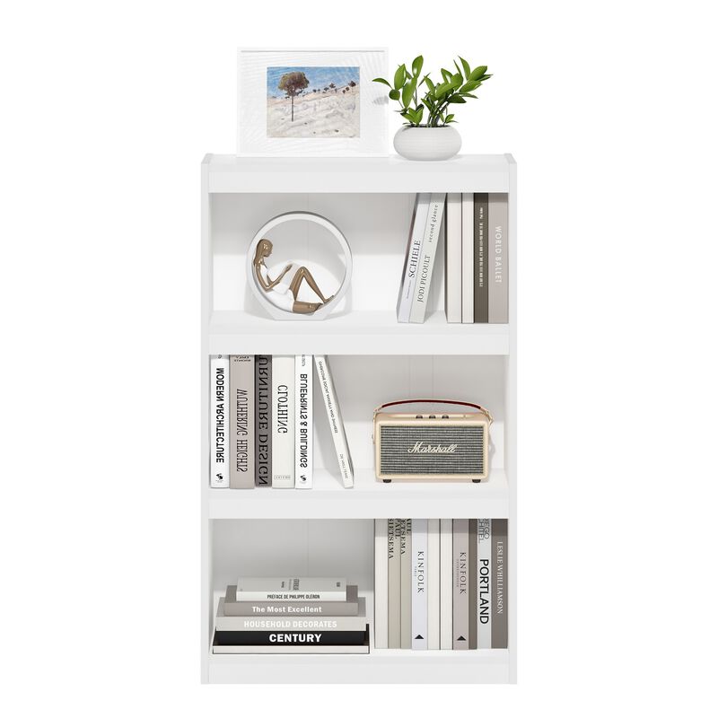 Furinno Jaya Enhanced Home Bookcase 3-Tier Adjustable Bookshelf, White