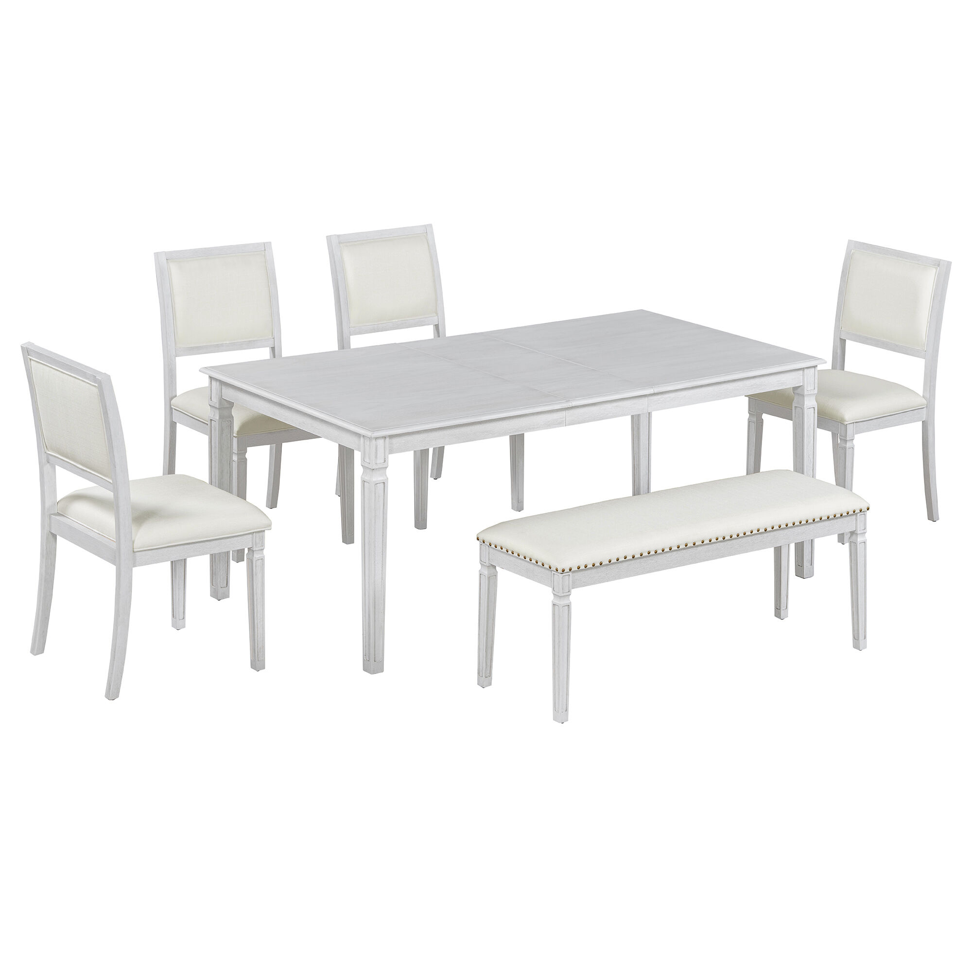 Whisen Vintage Extendable 6-Piece Dining Table Set with 4 Chairs