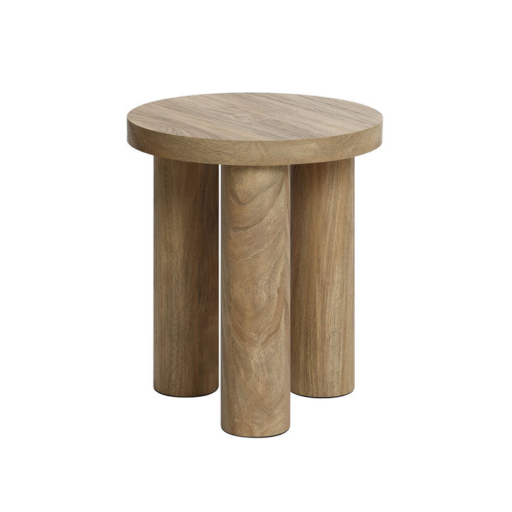 19" Round Wood Side Table with Three Pillar Leg