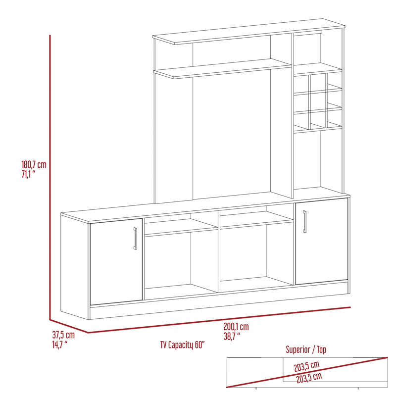Streamdale Latrou 6-Bottle 2-Door Entertainment Center Black Wengue image number 6