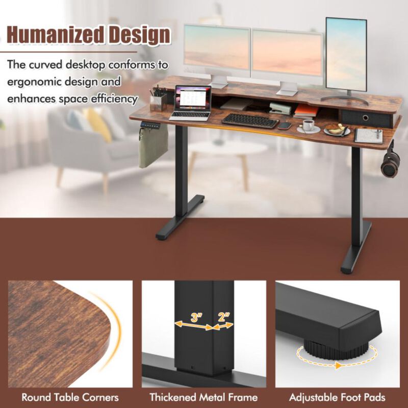 Hivvago 63 Inch x 24 Inch Electric Standing Desk with 2 Drawers