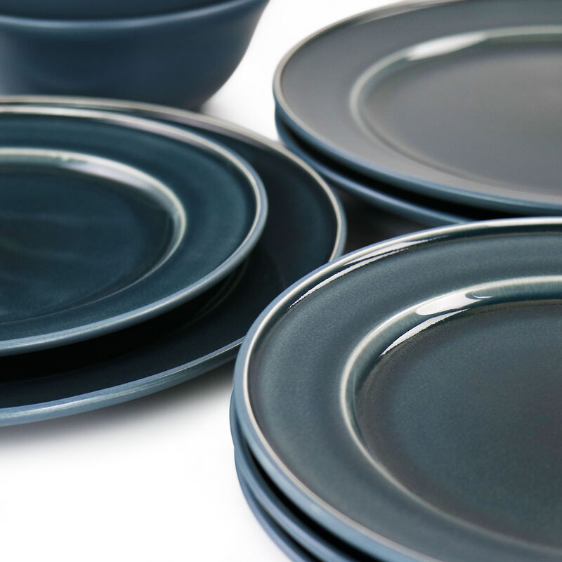 Martha Stewart 12 Piece Speckle Glaze Stoneware Dinnerware Set in Blue