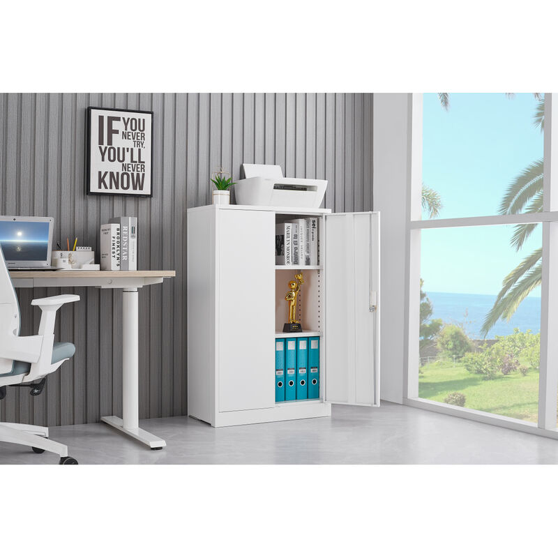 Streamdale Locking Metal Storage Cabinet with Shelf, White