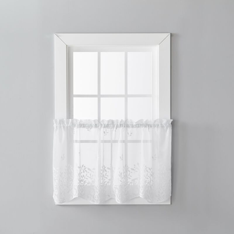 Saturday Knight Ltd Touch Of Spring Attractive Window Tier - 2 Piece - 56x36", White