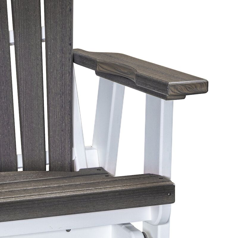 American Furniture Classics Fan Back Balcony Glider in Coastal Gray on a White Base