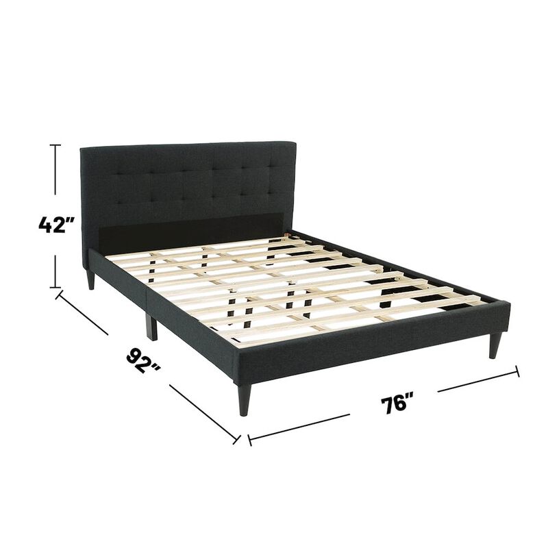 Simple Relax Charcoal Fabric Upholstered Bed, Cal. King Size image number 2