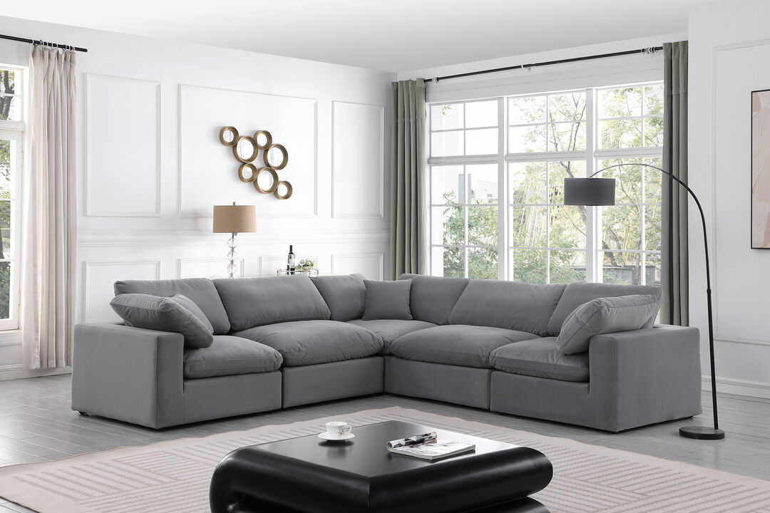 Meridian Furniture Comfy Grey Velvet Modular Sectional
