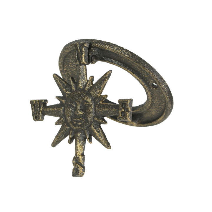 Bronze Cast Iron Decorative Sun Compass Rose Door Knocker Rustic Home Decor
