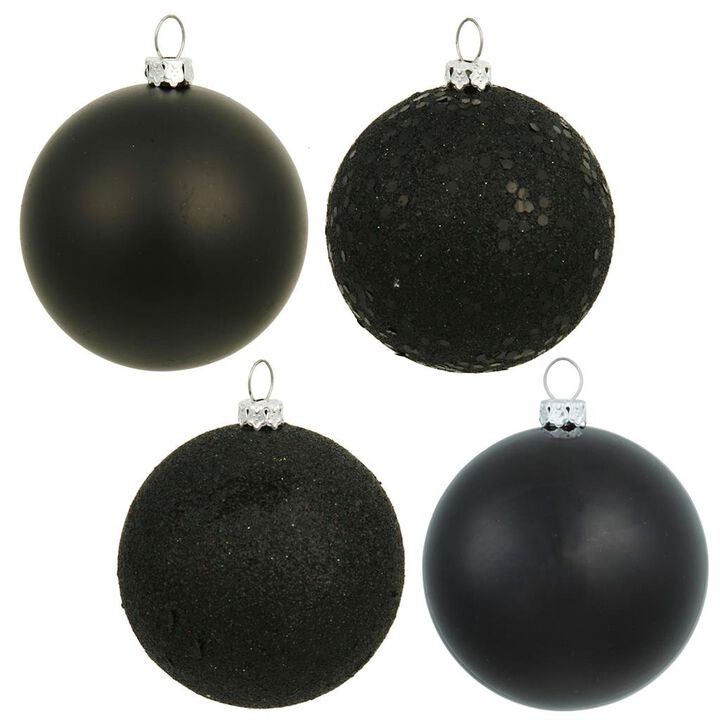 Vickerman 163344-2.4" Black 4 Finish Ball Christmas Tree Ornaments (set of 24) (N590617)