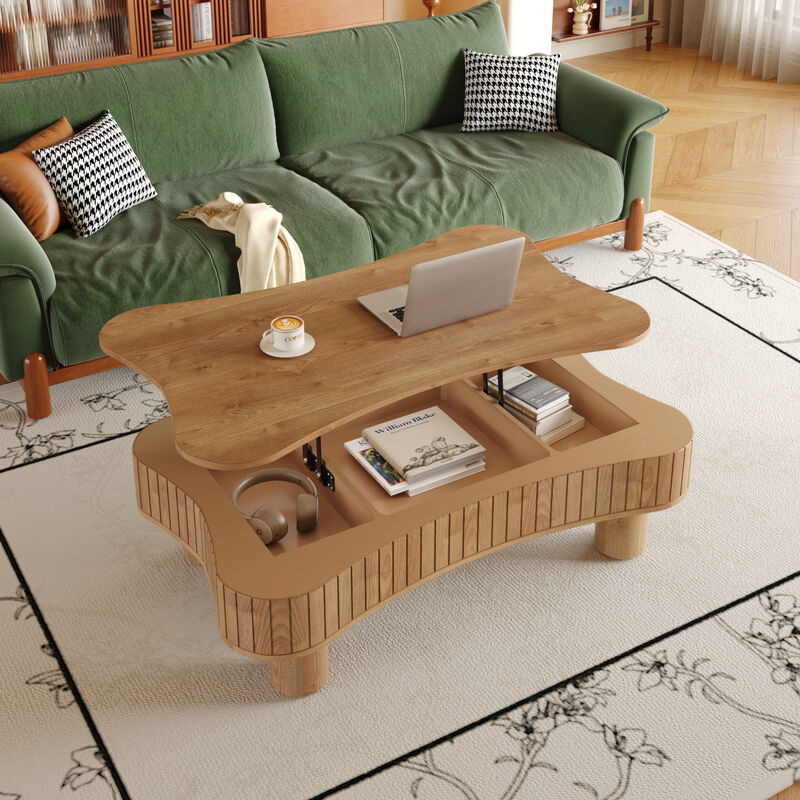 GOODSILO Lift Top Coffee Table with Hidden Storage and Silent Hydraulic Lift Mechanism image number 1