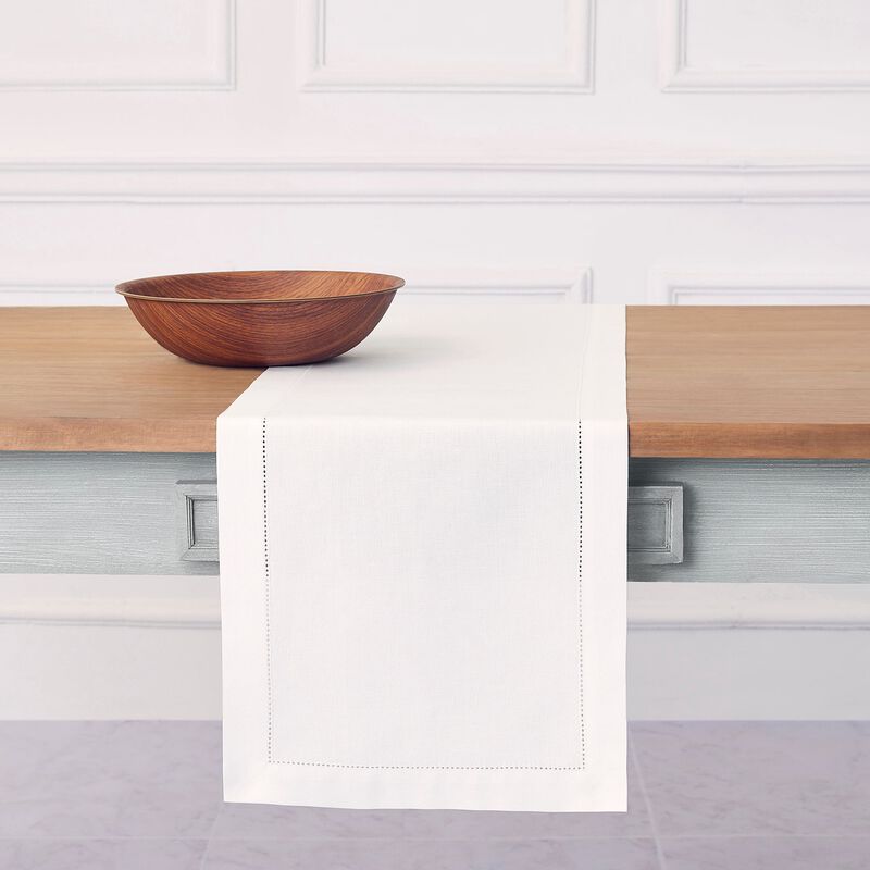 Solino Home Cotton Linen Hemstitch Table Runner &ndash; Handcrafted, Machine Washable, Perfect for Holiday and Everyday Dining