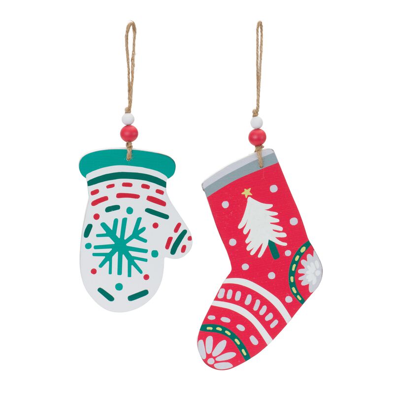 Wood Mitten and Stocking Ornaments (Set of 12) – Versatile Holiday Ornaments for Christmas Trees and Gift Wrapping