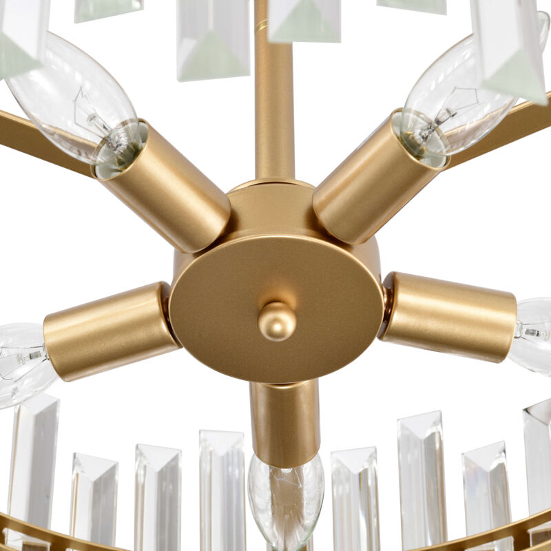 Ariel 18.5" 5-light Matte Warm Brass Finish Drum Crystal Prism Flush Mount image number 7